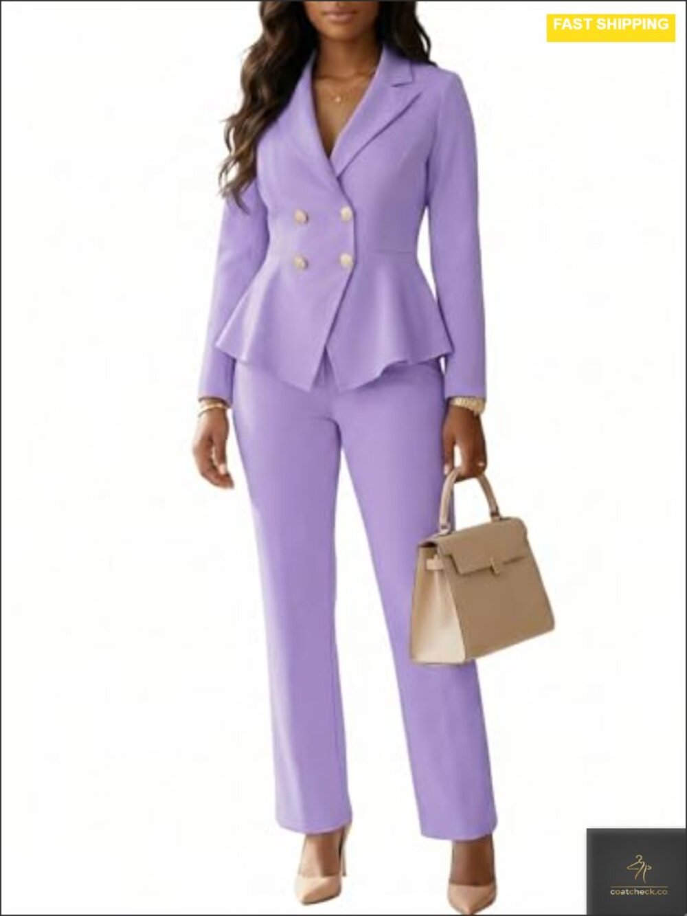 Double Breasted 2 Piece Pant Suit for Women Business Professional Blazer Set